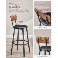 Taburetes de Bar Juego de 2, Tapizados de PU, Taburete Alto con Reposapiés, Montaje Sencillo, Industrial para Cocina, Comedor Marrón Rústico y Negro - details 5