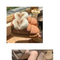 Botas de nieve cortas con nudo de lazo para mujer, zapatos de invierno de felpa y aislamiento, impermeables, de algodón, para el hogar - details 16