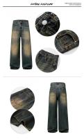 Jeans Baggy de Moda Vintage de Otoño Pantalones de Denim de Alta Calle de Corea para Hombres - details 3
