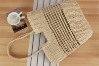 Hierba para mujer, bolso tejido ahuecado de nicho francés, un solo hombro, de mano, gran capacidad, para playa - details 5
