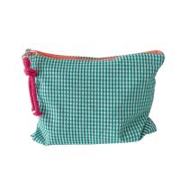 Nueva bolsa de maquillaje a cuadros para mujer, bolsa de algodón de gran capacidad con cremallera, bolso de mano de viaje, bolsa de maquillaje, neceser con cremallera cosmética femenina - details 4