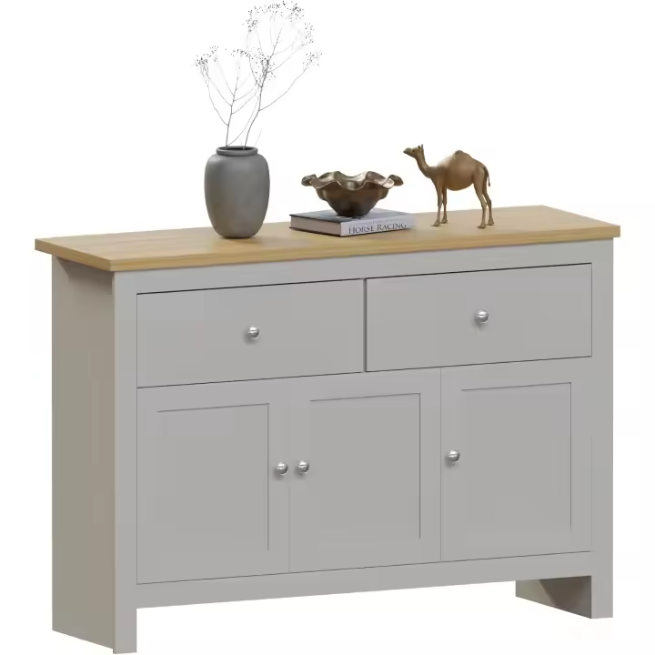 puertas, madera compuesta, gris y roble, H 82 x A 117 x P 35 cm. - 1