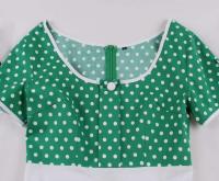 Vestido de Verano Vintage Hepburn Polka Dot de Contraste Cuello Cuadrado de los 50 Cintura Alta - details 22