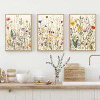 Pintura de Lienzo de Paisaje Botánico Moderno con Hojas de Flores Salvajes Posters de Arte para Decoración del Hogar Habitación Sala de Estar Marca JUBEER Material Lienzo - details 0
