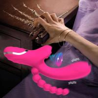 Leten 3 en 1 consolador con ventosa para clítoris vibrador para mujeres clítoris punto G lengua lamiendo estimulador de vacío juguetes sexuales productos para adultos para mujeres - details 0