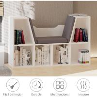 Librería con Asiento 6 Cubo Librería Original Infantil Zapatero con Cojín Estante con Banco Multiusos 102x30x61cm - details 7