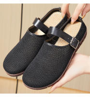 Nuevos zapatos de verano retro para mujer Sandalias de suela suave, zapatillas de exterior, media pantuflas con cabeza de pan de malla voladora - details 9