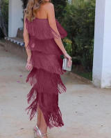 Vestido de mujer，Vestido de noche asimétrico sin mangas de cuello Diagonal de fiesta sin mangas - details 7