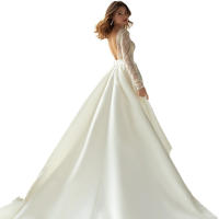2025 nuevo vestido elegante hasta la cintura con encaje de lentejuelas, vestido de noche blanco de manga media con cuello en V simple - details 5