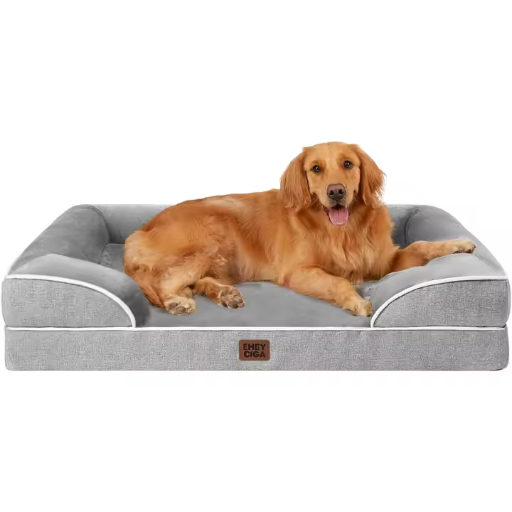 Cama de Perros Extra Grande Ortopédica, Impermeable, Desmontable, Gris Tamaño 112x81x16 cm - 1