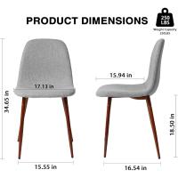 Comedor, Sillas de Cocina Modernas con Patas de Metal y Respaldo Ergonómico, Color Gris Tela, Tejido, Espuma, Unidades - details 2