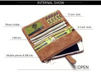 Cartera de cuero nobuk con cordón para mujer, Cartera de diseño largo con cremallera, dos pliegues, más colores, gran oferta, 20 - details 2