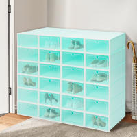 Caja de zapatos con tapa abatible de 24 piezas, caja de zapatos transparente, caja de zapatos de plástico para el hogar para hombres y mujeres, maravilla de almacenamiento de zapatos, gabinete de zapatos simple de múltiples capas, conjunto de zapatero, ca - details 2