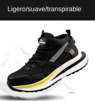 Botas de trabajo de alta calidad para hombre, zapatillas de seguridad antipinchazos, puntera de acero, calzado protector indestructible, moda 2023 - details 6