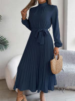 Vestidos largos de verano para mujer, ropa elegante plisada de manga larga con cordones, estilo bohemio, con dobladillo y volantes - details 33
