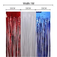 Decoración del Día de la Independencia Americana, bandera americana, cortinas con flecos de papel de aluminio metálico rojo, blanco y azul, 4 de julio, accesorios para fotos - details 5