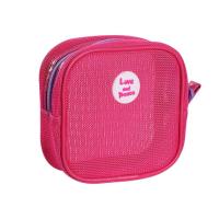 Bolsa con cierre de maquillaje de malla cuadrada bonita, bolsa de aseo transparente, bolsa de cosméticos visible para auriculares, bolsa de almacenamiento de artículos de tocador para niñas - details 8