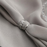 Conjunto de anillos abiertos con forma de corazón ahuecado de Color plateado, diseño bonito, joyería de amor a la moda para mujeres y niñas, regalos ajustables para fiesta de cumpleaños - details 3