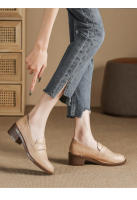 Zapatos de cuero con tacón grueso simple, suela suave, de 4 cm de altura, zapatos pequeños de cuero. - details 19