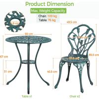 Conjunto de Mesa y Sillas Exterior Juego de Muebles de Aluminio para Jardín Balcón Terraza Blanco,44x44x85,5cm - details 19