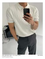Cuello de gama alta de verano para hombre, top de punto de manga delgada informal, efecto de pérdida de peso, estilo coreano, moda de color sólido - details 3