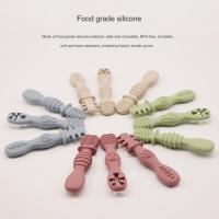 Set De 3 Cucharas De Silicona Para Bebés Y Niños Pequeños Facil De Agarrar Utensilios Para Autoalimentación De Niños Mayores De 6 Meses Color Beige - details 2