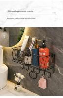 Repisa para baño, estante de iluminación para artículos de tocador de hierro perforado, gancho para champú, organizador de gel de ducha, estante a prueba de óxido - details 8