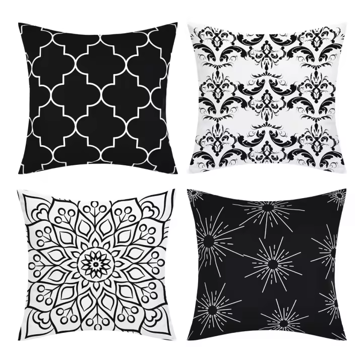 Juego de 4 fundas decorativas de cojín de 45x45 cm, fundas muy suaves con estampado para exteriores, para sofá o estantería - 1