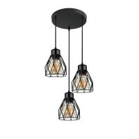 Goeco-Lámpara Colgante Vintage, Luz de Techo, Diseño Retro de Madera y Hierro, 3 luces, Diseño Industrial - details 7