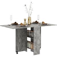 Mesa de Comedor Plegable Mesa de Madera con 2 Solapas 2 Estantes de Almacenaje y Ruedas para Cocina 75x140x74 cm Blanco - details 44
