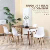 Pack de 4 Sillas de Comedor Sillas de Cocina con Respaldo Alto y Patas de Metal para Salón 45x52x85,5 cm Blanco y Natural - details 3
