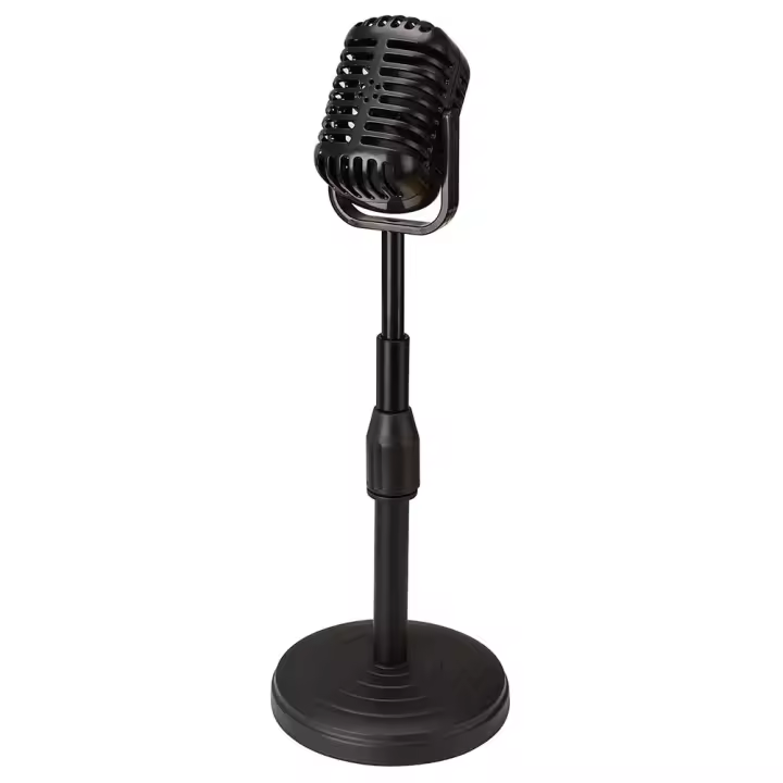Modelo de accesorio de micrófono de escritorio Vintage con soporte ajustable, accesorio de micrófono Retro clásico para decoraciones de fiesta, juguete - 1