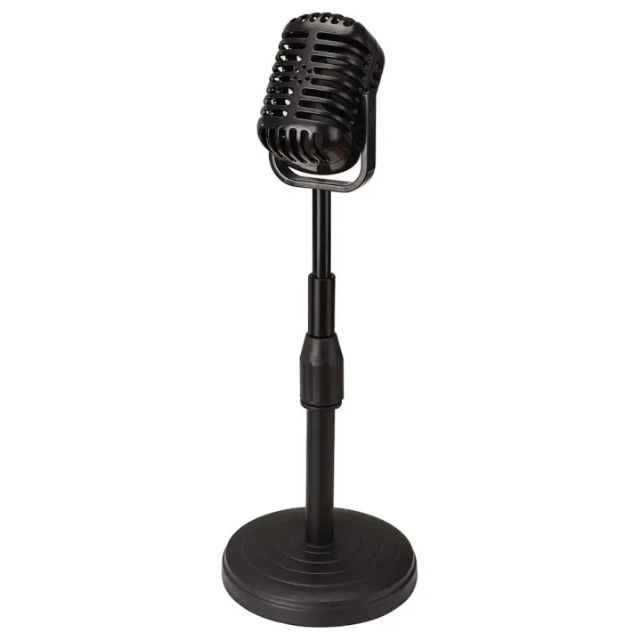 Modelo de accesorio de micrófono de escritorio Vintage con soporte ajustable, accesorio de micrófono Retro clásico para decoraciones de fiesta, juguete - 1