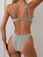 Conjunto de Bikini de Dos Piezas Negro Traje de Baño Sexy para Mujeres Estilo Biquini Brasileño - details 2
