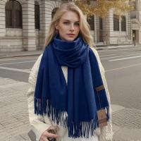 Bufanda de Cachemira de Color liso para mujer, chales gruesos y cálidos de Pashmina con borlas, manta femenina, Hijab, 2024 - details 26