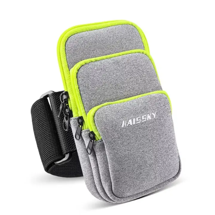 Bolsas para teléfono para correr con tres bolsillos, soporte para teléfono, bolsa para brazo de gran capacidad, bolsa de almacenamiento, bolsa para brazo para teléfono móvil de neopreno, hombres y mujeres - 1