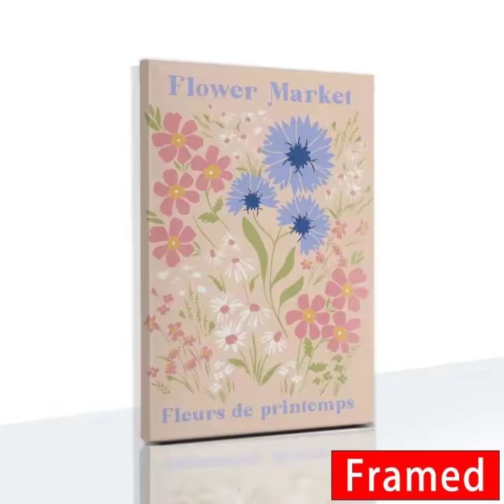 JUBEER Pintura en Lienzo de Floral y Frutal Decoración de Dormitorio Estética Arte de Enmarcado - 1