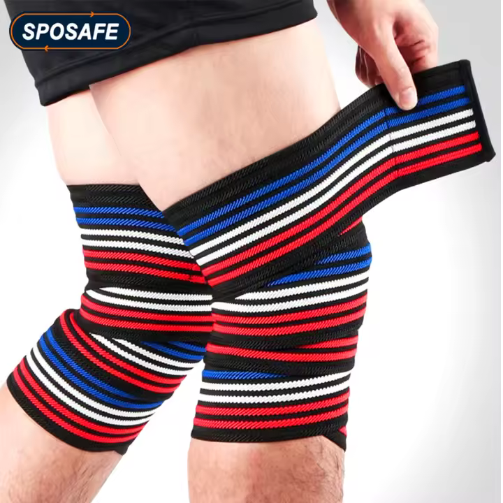 Sports Elastic Compression Knee Bandages Brace Wrap Crossfit Leg Support Strap for Gym Sports Weightlifting Squats Training - 1