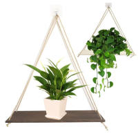 Wooden Rope Swing Storage Rack Large Space Modern Simple Design Rack for Living Room Bedroom Bathroom - details 4