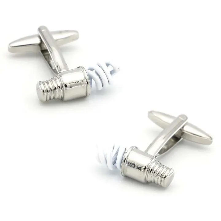 Gemelos con forma de bombilla, blanco, diseño DO, calidad, material de latón, gemelos para hombre - 1