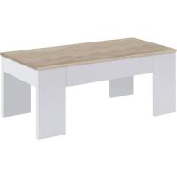 Mesa Baja de Centro Elevable Estilo Sala o Comedor Modelo LC Acabado en Blanco Artik y Roble Canadiense Medidas 100 cm x 50 cm x 45-56 cm - details 3