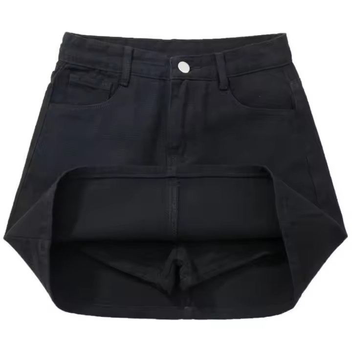 Incluye pantalones cortos, falda acampanada de cintura alta, pantalones cortos vaqueros de pierna ancha con dos bolsillos, falda para mujer, ropa de calle coreana Y2K Ins - 1