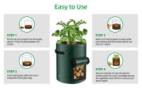 Paquete de 8 bolsas de cultivo de 10 galones, macetas duraderas de tela de PE con solapa y asas, bolsas verdes para patatas, verduras, flores, hierbas, jardín al aire libre, 35 * 45 cm de gran tamaño para todas las plantas que crecen - details 2