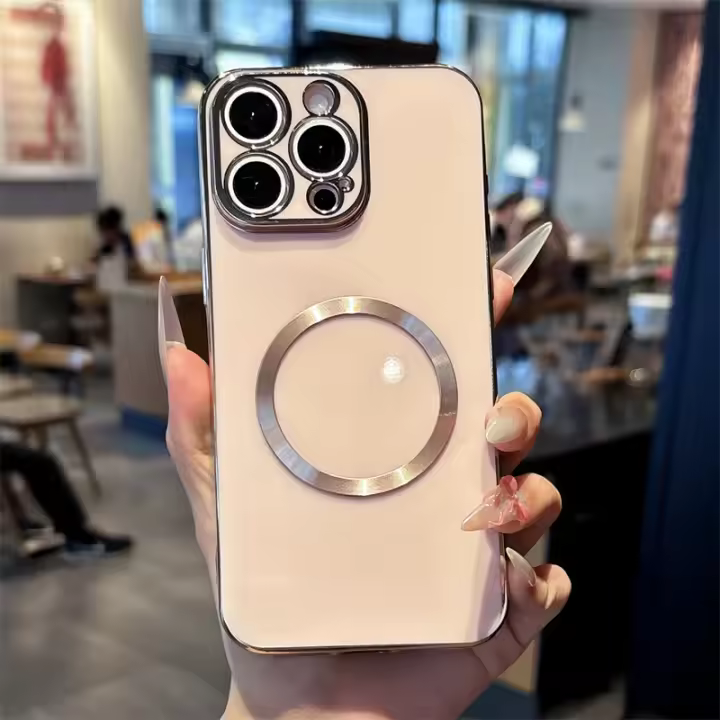 Chapado de lujo para funda magnética para iPhone 16 15 14 13 12 11 Pro 15ProMax funda protectora de silicona - 1