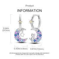 Pendientes de plata con cuentas de circonita cúbica de estrella y luna para joyería - details 1