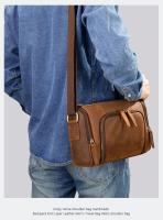 Bolso cilíndrico horizontal, bolso de hombro de cuero de caballo loco para hombres, bolso transversal de cuero genuino europeo y americano retro para hombres - details 10