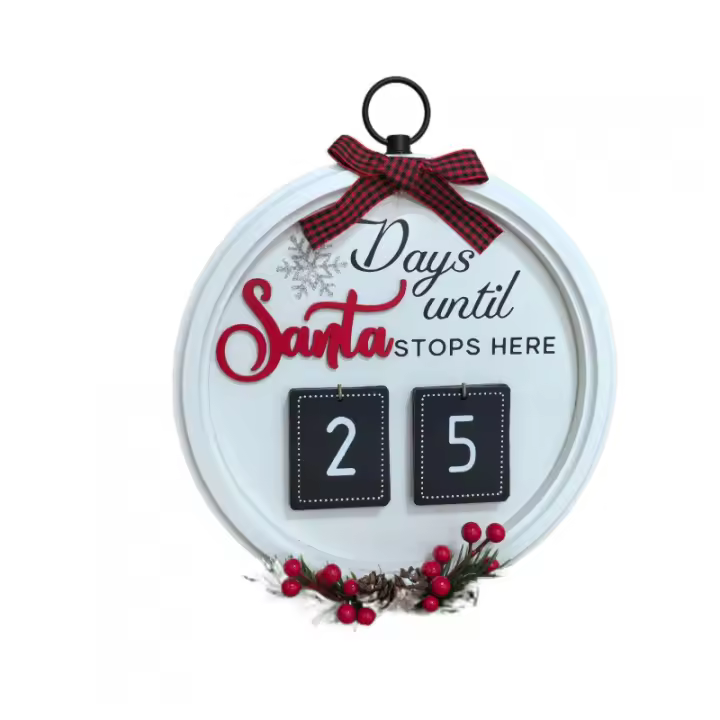 Calendario de Navidad con cuenta atrás artesanías de madera, adornos redondos, calendario de Navidad - 1