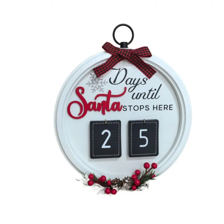 Calendario de Navidad con cuenta atrás artesanías de madera, adornos redondos, calendario de Navidad - 1