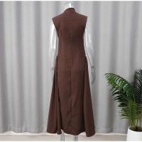 2025 verano sólido dobladillo Irregular Patchwork cuello redondo noche mujeres Vestidos contrastantes Mujer elegante Vestidos de fiesta - details 1