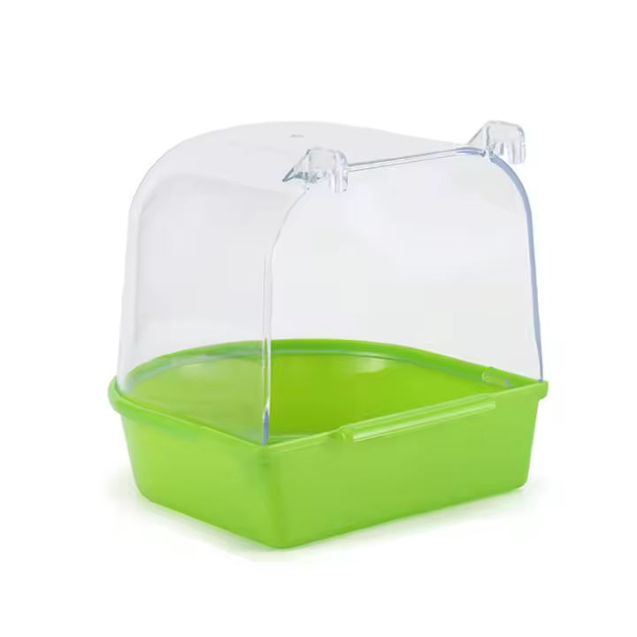 Bañera colgante para loros, fácil de instalar, accesorios de jaula para canarios, caja de baño para pájaros, cuenco de ducha de agua para loros, jaula para pájaros B - 1